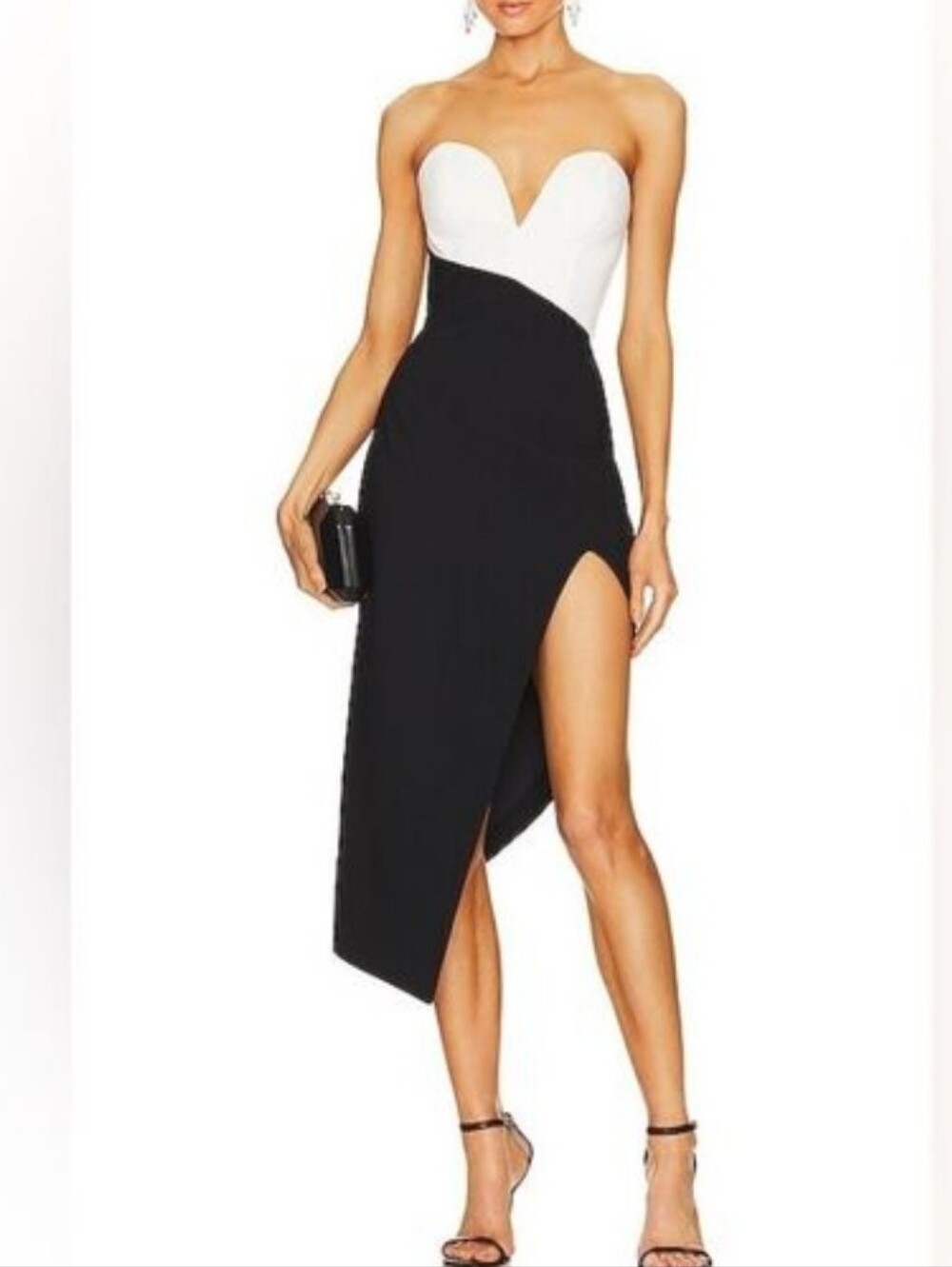 Amanda Uprichard Black&WhiteAsymmetrical  Dress w/ sweetheart neck. Size S EUC